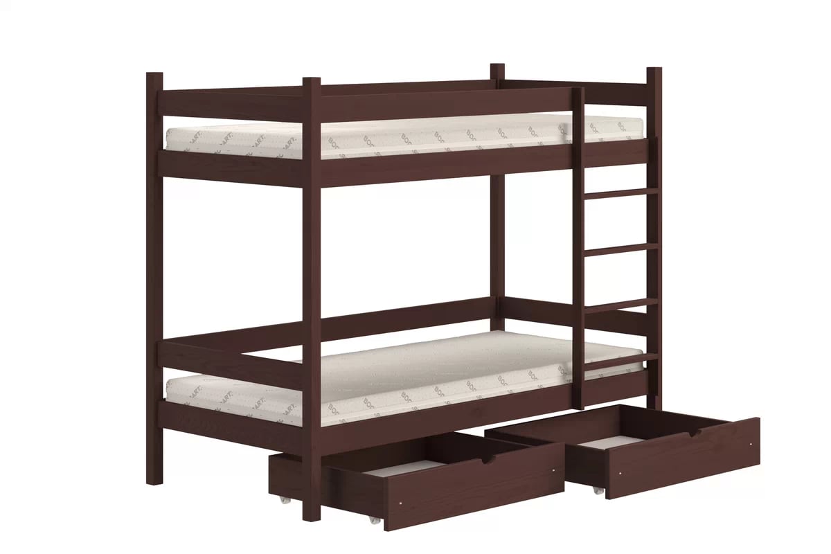 Poschodová posteľ Fabrio so zásuvkami - hnedý, 80x160 Posteľ dzieciece poschodová so zásuvkami Fabrio - 80x160 / Hnedý