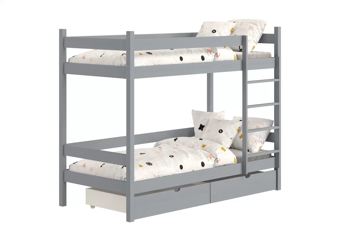 Poschodová posteľ Fabrio so zásuvkami - šedý, 80x160 Posteľ dzieciece poschodová so zásuvkami Fabrio - 80x160 / šedý