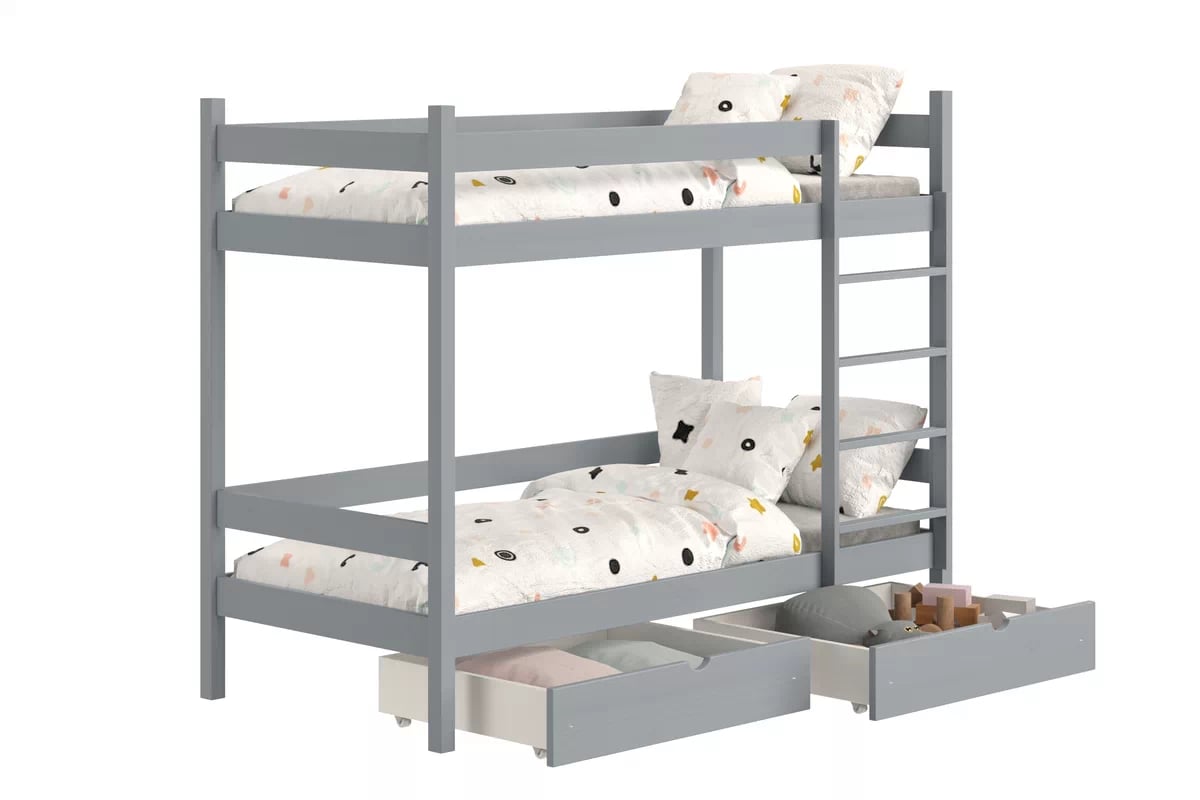 Poschodová posteľ Fabrio so zásuvkami - šedý, 80x160 Posteľ dzieciece poschodová so zásuvkami Fabrio - 80x160 / šedý