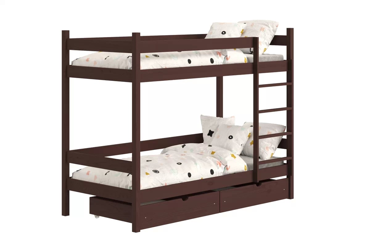 Poschodová posteľ Fabrio so zásuvkami - hnedý, 80x200 Posteľ dzieciece poschodová so zásuvkami Fabrio - 80x200 / Hnedý