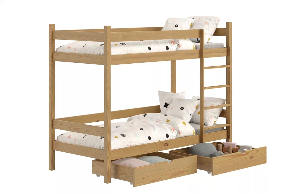 Poschodová posteľ Fabrio so zásuvkami - dub, 90x200 Posteľ dzieciece poschodová so zásuvkami Fabrio - 90x200 / Dub