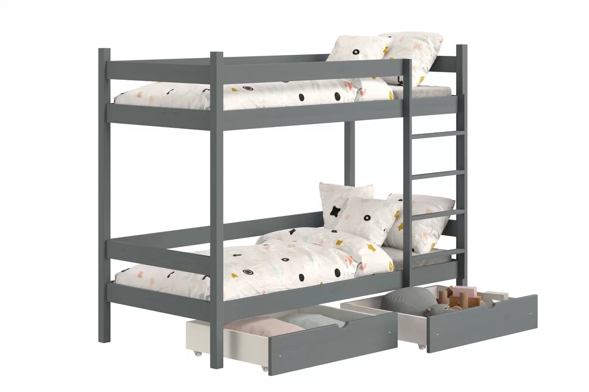 Patrová postel Fabrio se zásuvkami 90x200 cm - grafit Postel dzieciece patrová  s zásuvkami Fabrio - 90x200 / grafit