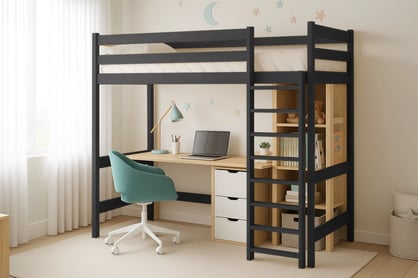 Vyvýšená detská posteľ Samio - 70x140 cm - čierna Posteľ dzieciece Samio 70x140 vyvýšená - Čierny