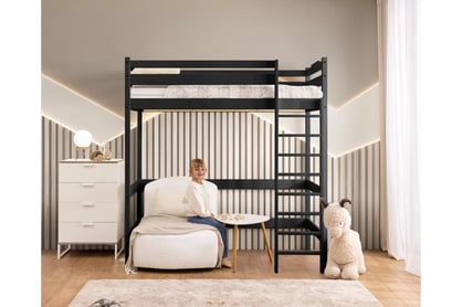 Vyvýšená detská posteľ Samio - 70x140 cm - čierna Posteľ dzieciece Samio 70x140 vyvýšená - Čierny