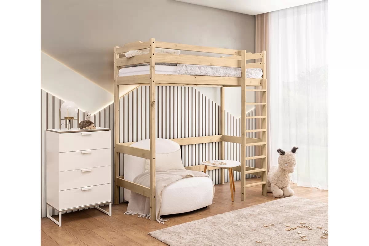 Dětská vyvýšená postel Samio - 70x140 / borovice Postel dzieciece Samio 70x140 vyvýšená postel - borovice