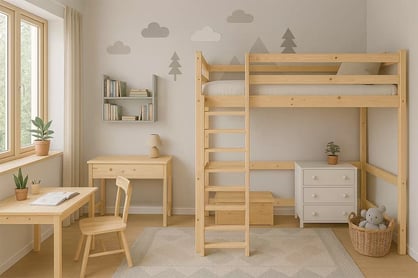 Dětská vyvýšená postel Samio - 70x140 / borovice Postel dzieciece Samio 70x140 vyvýšená postel - borovice
