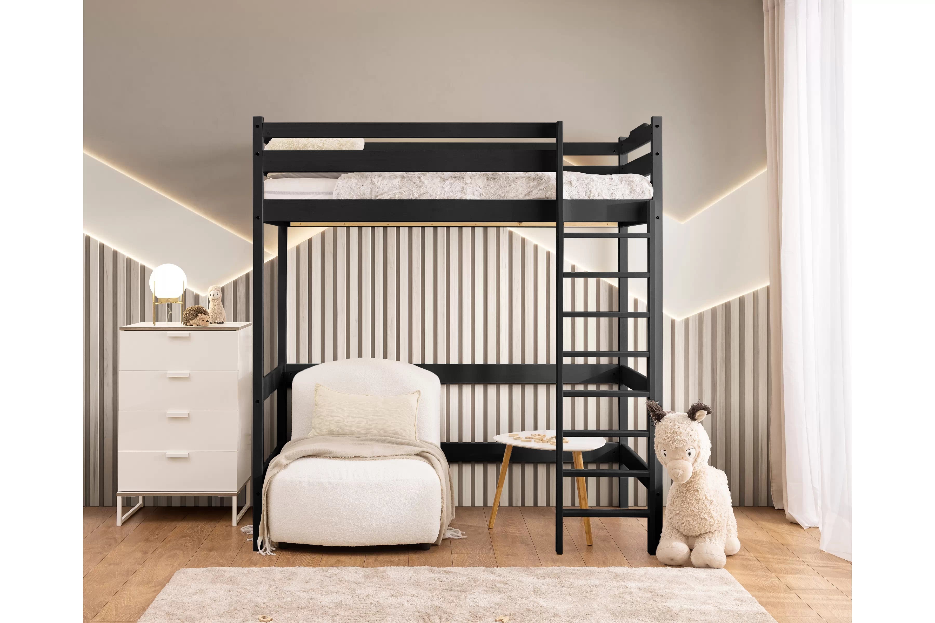 Dětská vyvýšená postel Samio - 80x160 / černá Postel dzieciece Samio 80x160 vyvýšená postel - černá