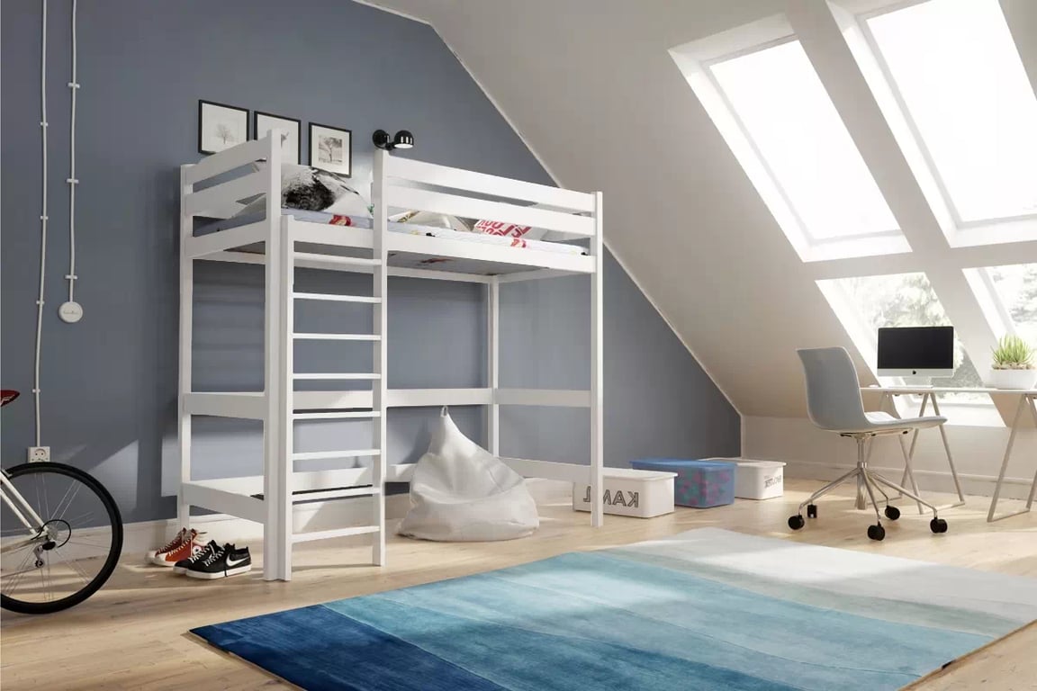 Dětská vyvýšená postel Samio 80x180 cm - bílá Postel dzieciece Samio 80x180 vyvýšená postel - bílá