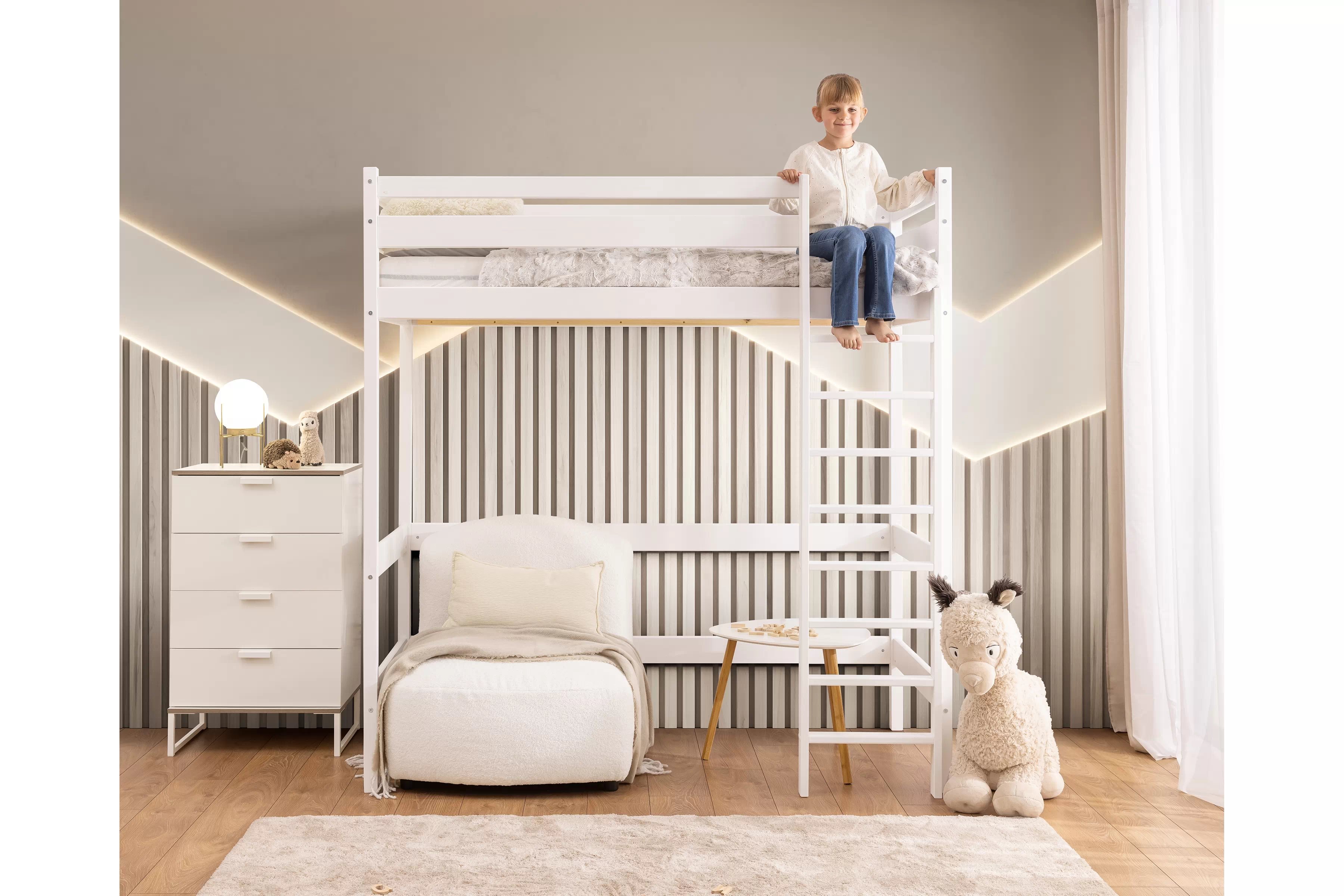 Dětská vyvýšená postel Samio 80x180 cm - bílá Postel dzieciece Samio 80x180 vyvýšená postel - bílá