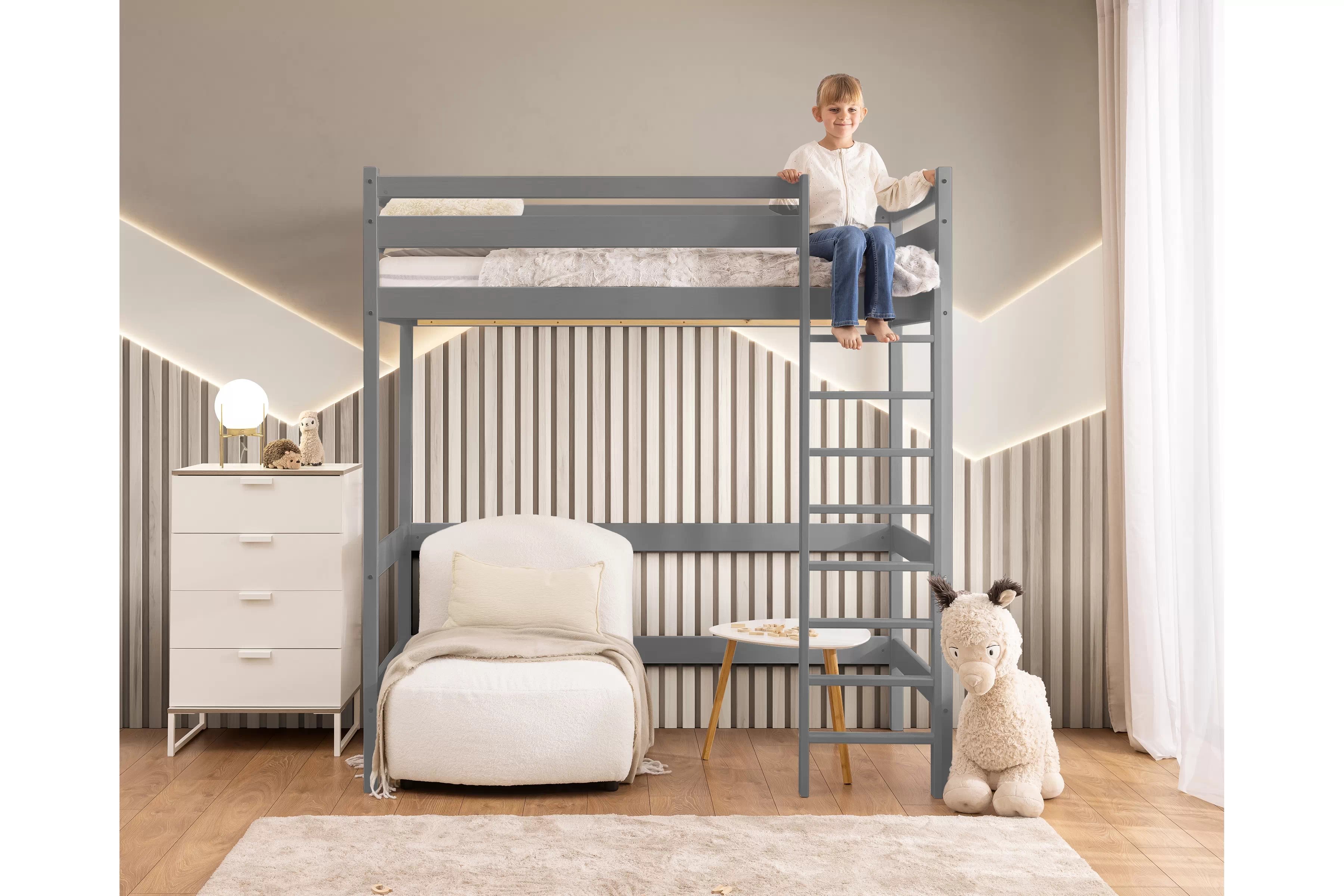 Dětská vyvýšená postel Samio 80x180 cm - šedá Postel dzieciece Samio 80x180 vyvýšená postel - šedá