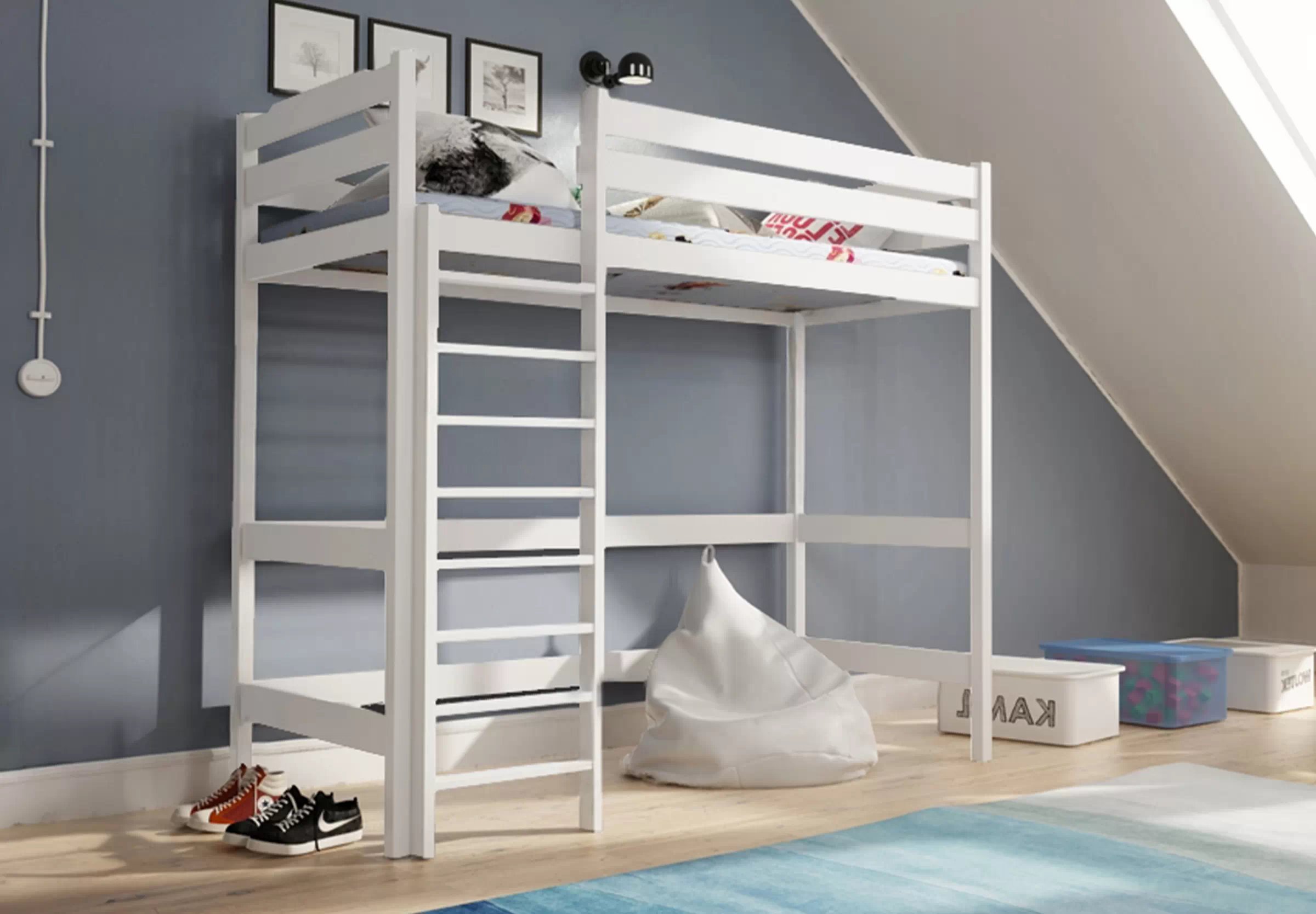 Dětská vyvýšená postel Samio 80x190 cm - bílá Postel dzieciece Samio 80x190 vyvýšená postel - bílá