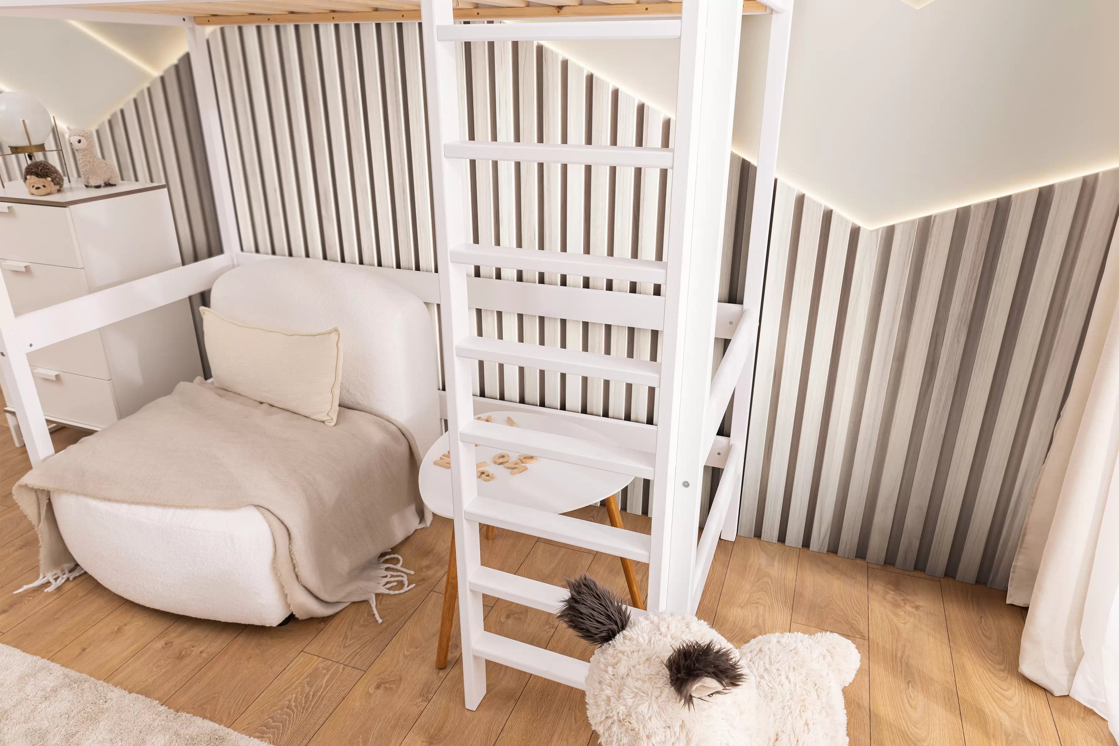 Dětská vyvýšená postel Samio 80x190 cm - bílá Postel dzieciece Samio 80x190 vyvýšená postel - bílá