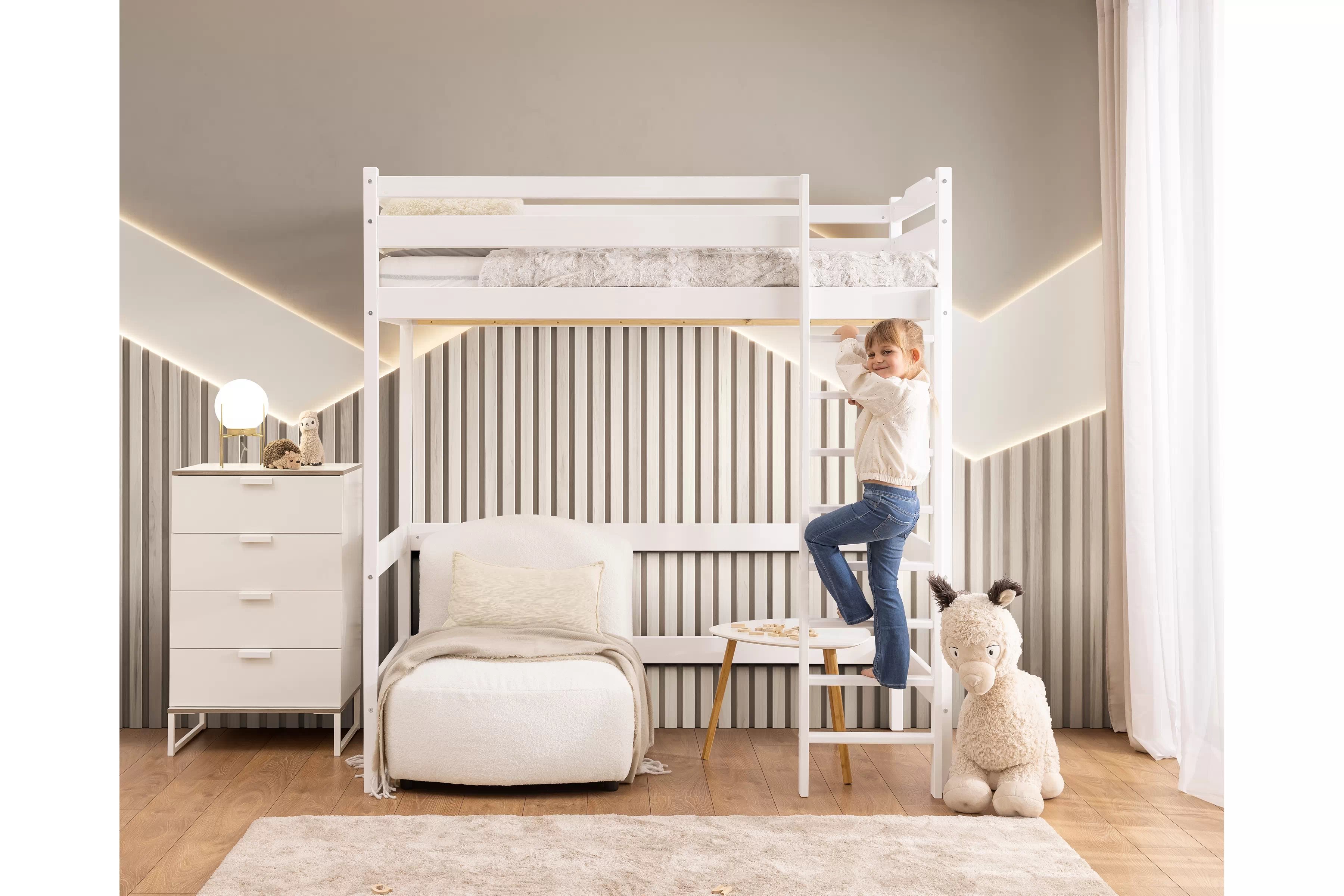 Dětská vyvýšená postel Samio 80x190 cm - bílá Postel dzieciece Samio 80x190 vyvýšená postel - bílá