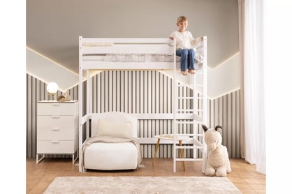 Detská posteľ Samio 80x190 s poschodím - biela Posteľ dzieciece Samio 80x190 vyvýšená - Biely