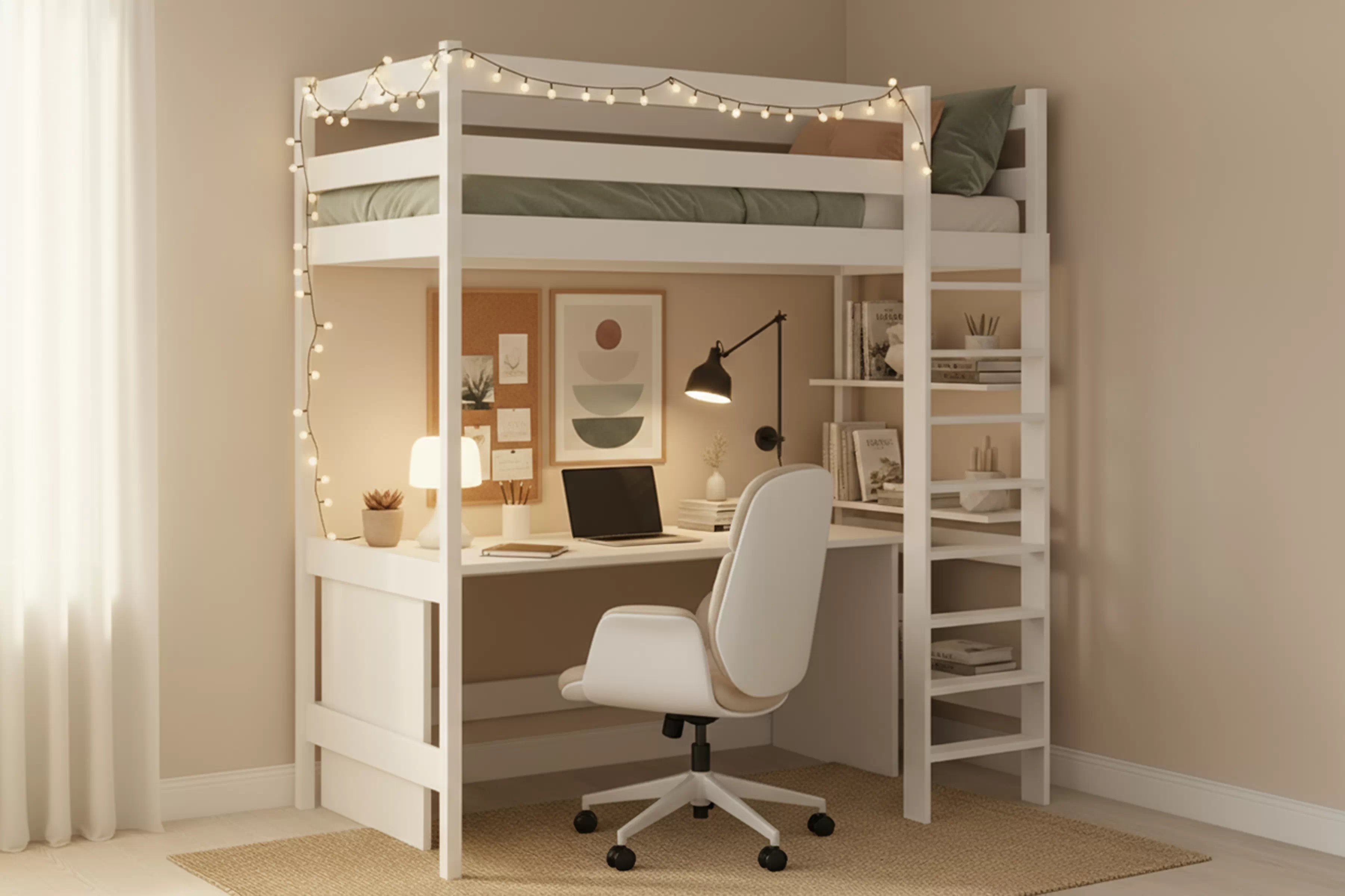 Detská posteľ Samio 80x190 s poschodím - biela Posteľ dzieciece Samio 80x190 vyvýšená - Biely