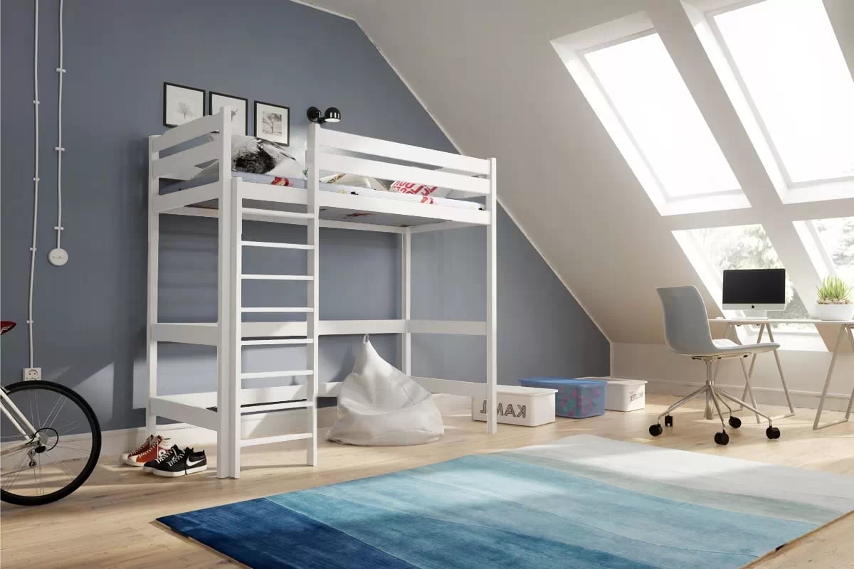 Vyvýšená detská posteľ Samio - 90x180 cm - biela Posteľ dzieciece Samio 90x180 vyvýšená - Biely