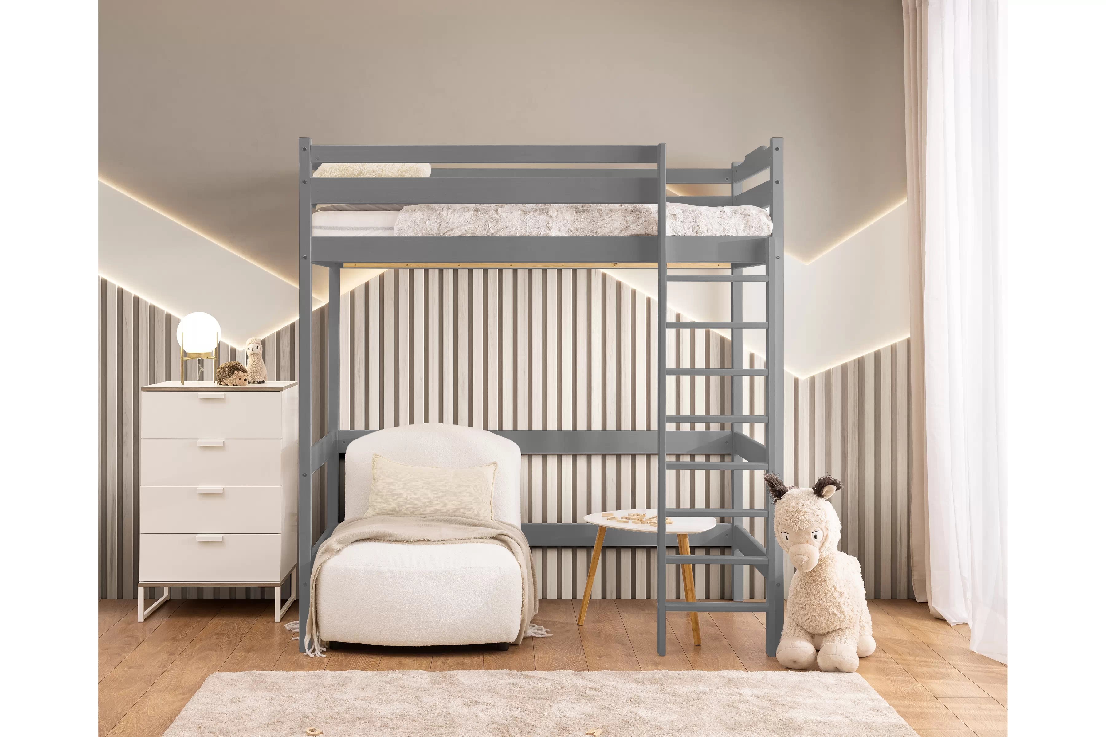 Dětská vyvýšená postel Samio 90x180 cm - šedá Postel dzieciece Samio 90x180 vyvýšená postel - šedá