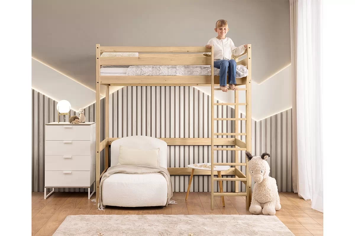 Dětská vyvýšená postel Samio - 90x190 / borovice Postel dzieciece Samio 90x190 vyvýšená postel - borovice