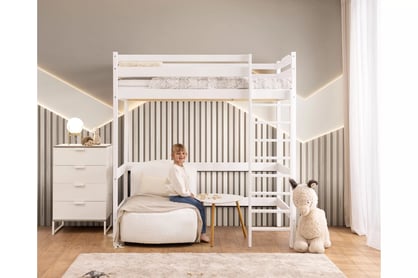 Detská vyvýšená posteľ Samio 90x200 - biela Posteľ dzieciece Samio 90x200 vyvýšená - Biely