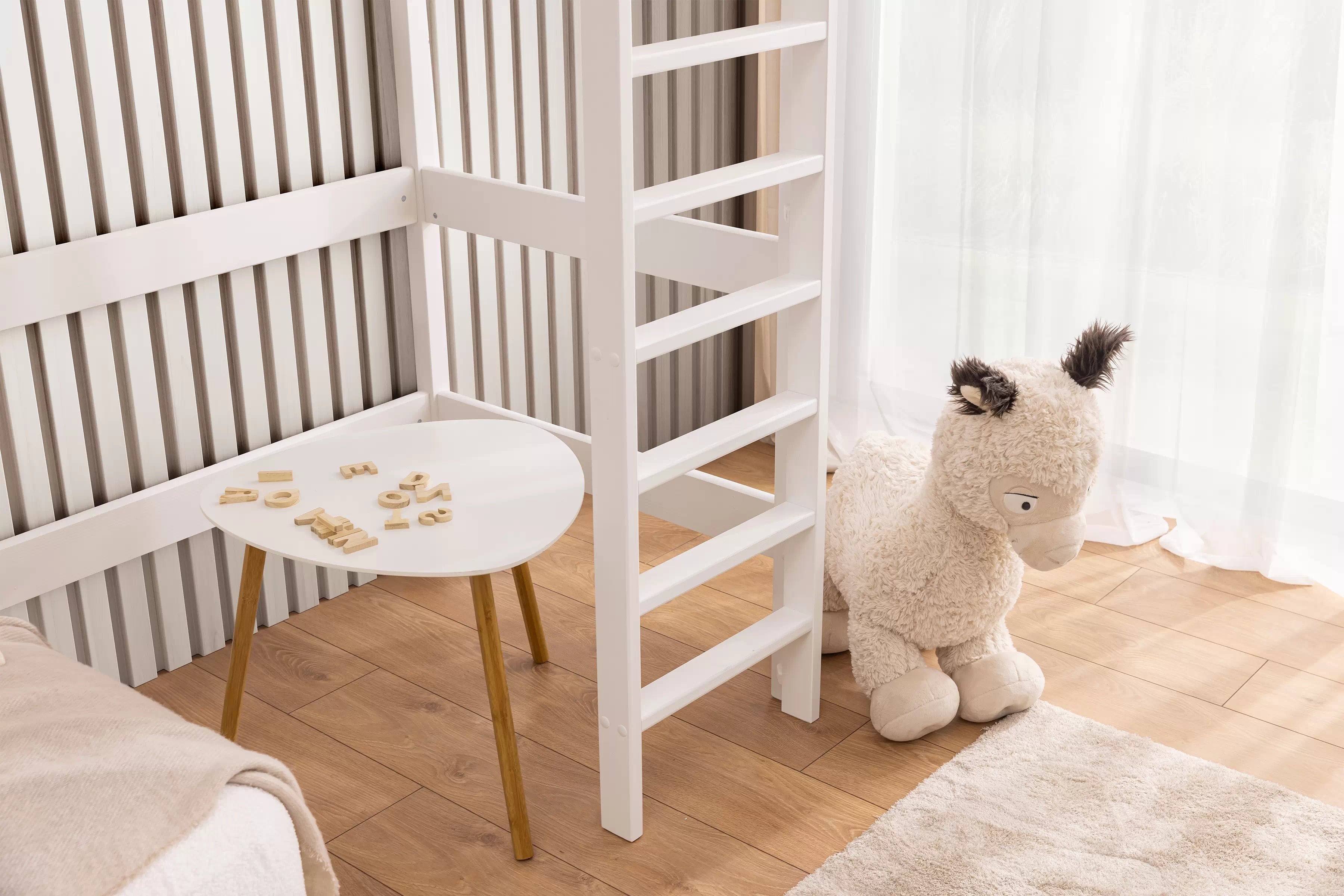 Detská vyvýšená posteľ Samio 90x200 - biela Posteľ dzieciece Samio 90x200 vyvýšená - Biely