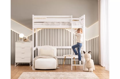 Detská vyvýšená posteľ Samio 90x200 - biela Posteľ dzieciece Samio 90x200 vyvýšená - Biely