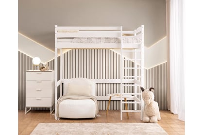 Detská vyvýšená posteľ Samio 90x200 - biela Posteľ dzieciece Samio 90x200 vyvýšená - Biely