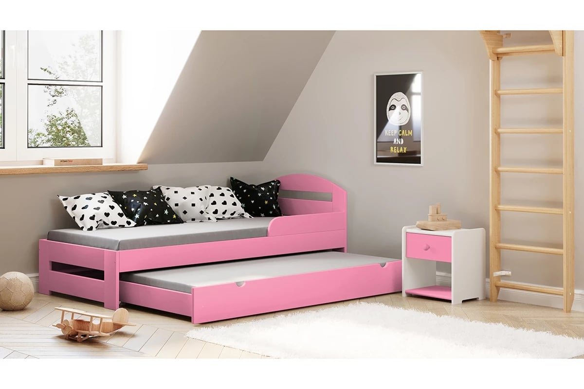 Dětská přízemní výsuvná postel Wiki II  Dětská postel Wiki II přízemní výsuvná - Barva Růžová
