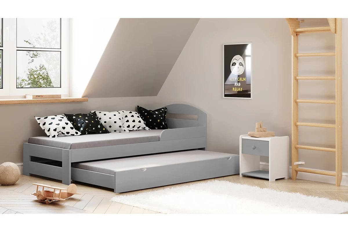 Dětská přízemní výsuvná postel Wiki II  Dětská postel Wiki II přízemní výsuvná - Barva šedý