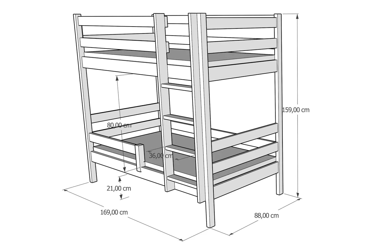 Patrová postel Ela II PP 002 postel Ela II patrová  - Rozměry 160/80