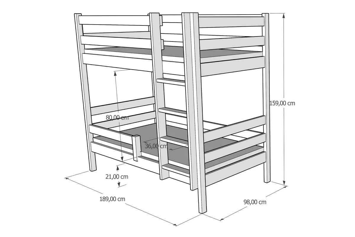 Patrová postel Ela II PP 002 postel Ela II patrová  - Rozměry 180/90