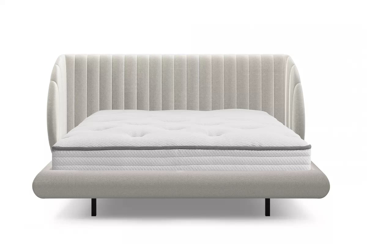 Manželská posteľ Galin 180x200 cm - béžová pletenina Leo 03 Posteľ Galin lewitujace / 180x200 / Leo 03