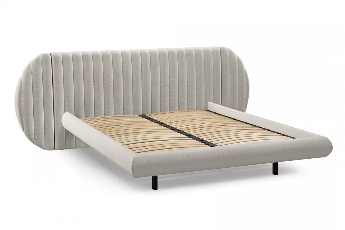 Manželská posteľ Galin 180x200 cm - béžová pletenina Leo 03 Posteľ Galin lewitujace / 180x200 / Leo 03