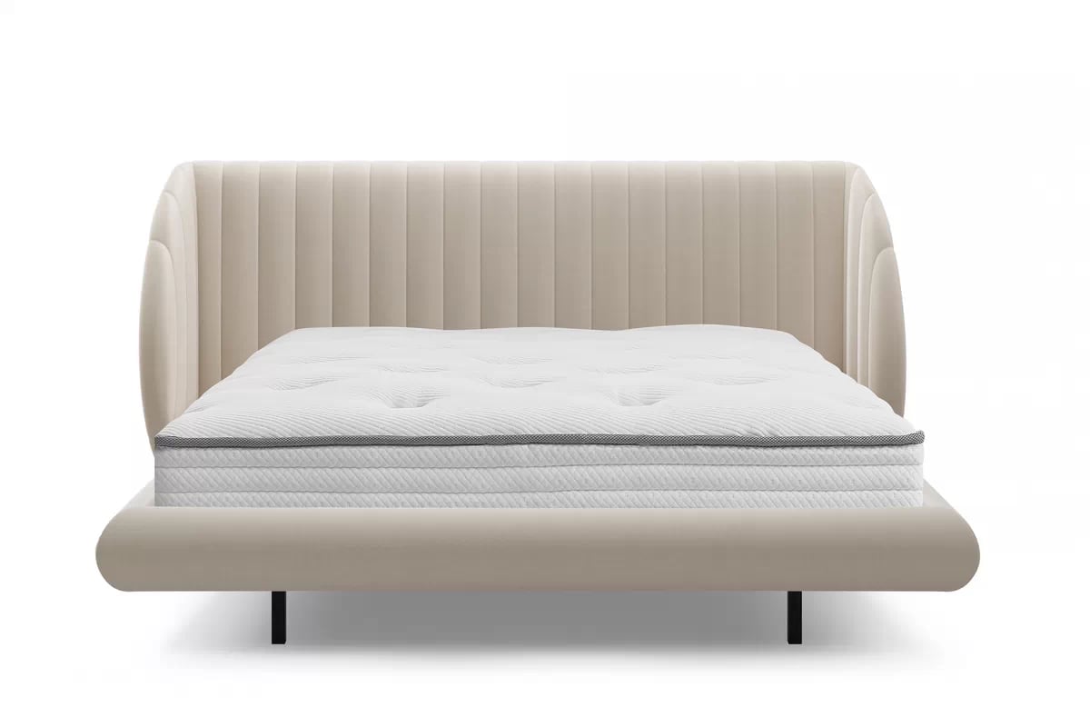 Manželská posteľ Galin 180x200 cm - béžový velúr Velutto 2 Posteľ Galin lewitujace / 180x200 / Velutto 2