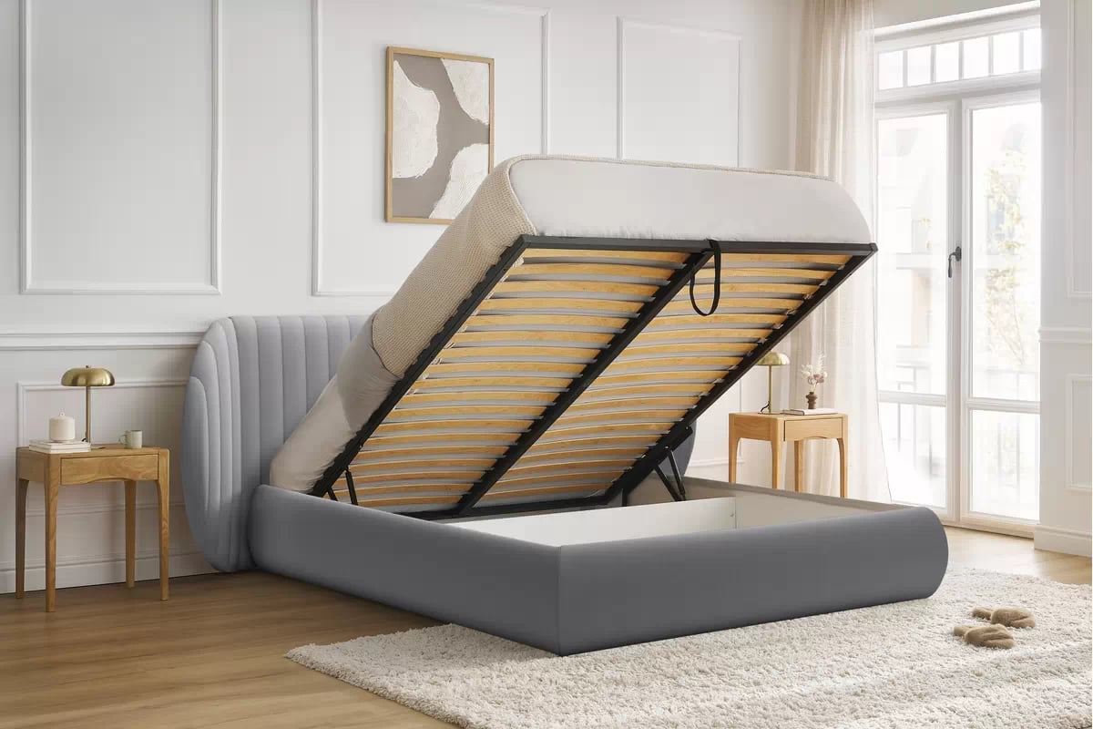 Manželská posteľ Galin 160x200 cm s úložným priestorom - sivý velúr Velluto 15 Posteľ Galin S vnútorným úložným priestorom/ 160x200 / Velutto 15