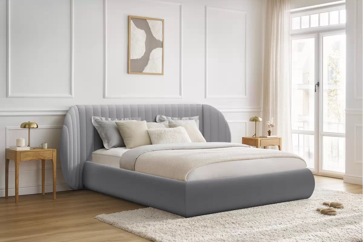 Manželská posteľ Galin 160x200 cm s úložným priestorom - sivý velúr Velluto 15 Posteľ Galin S vnútorným úložným priestorom/ 160x200 / Velutto 15