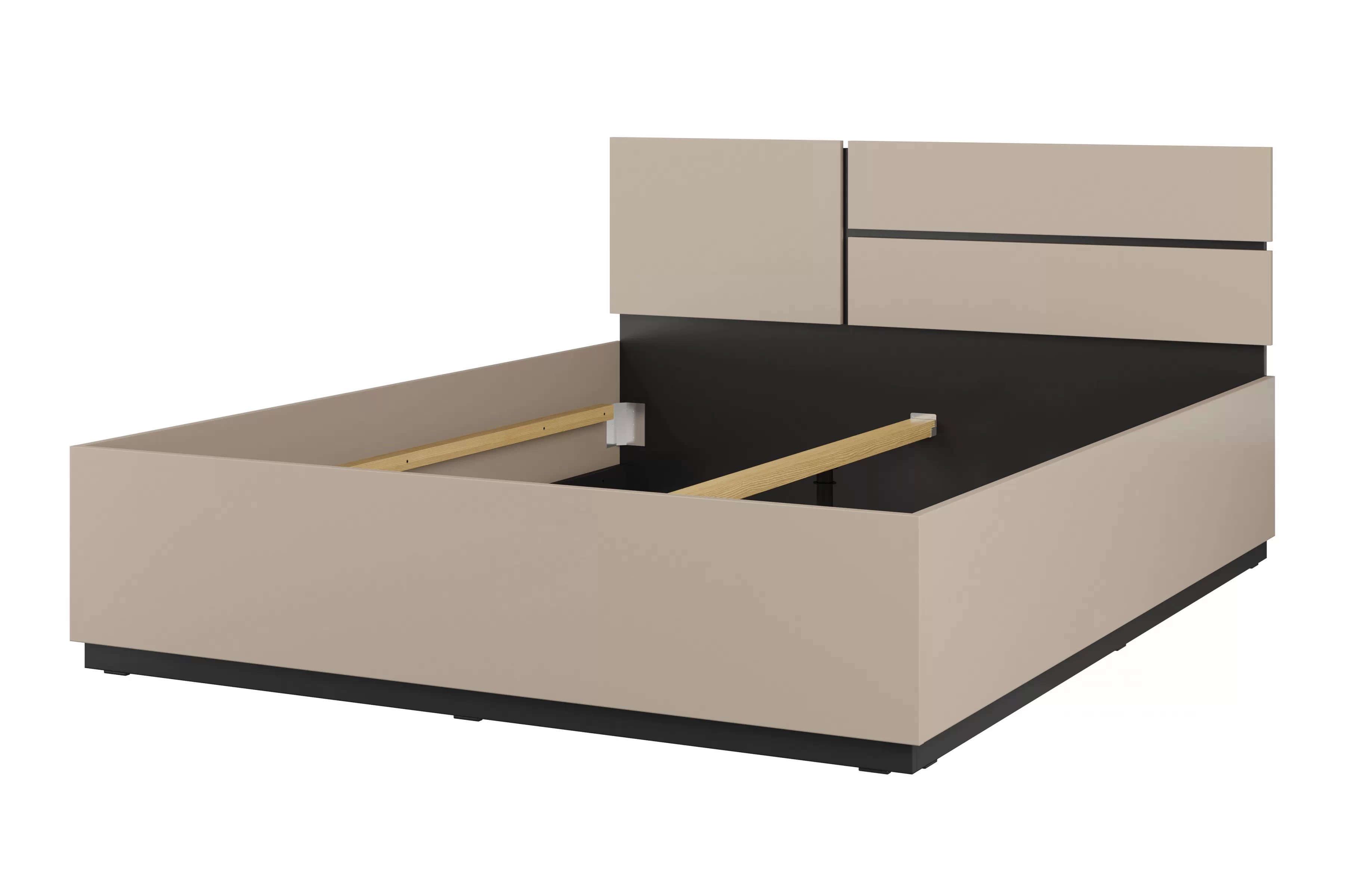 Postel Cross 160x200 cm – kašmírová / černá Postel Gramon 160x200 - kašmír / černá