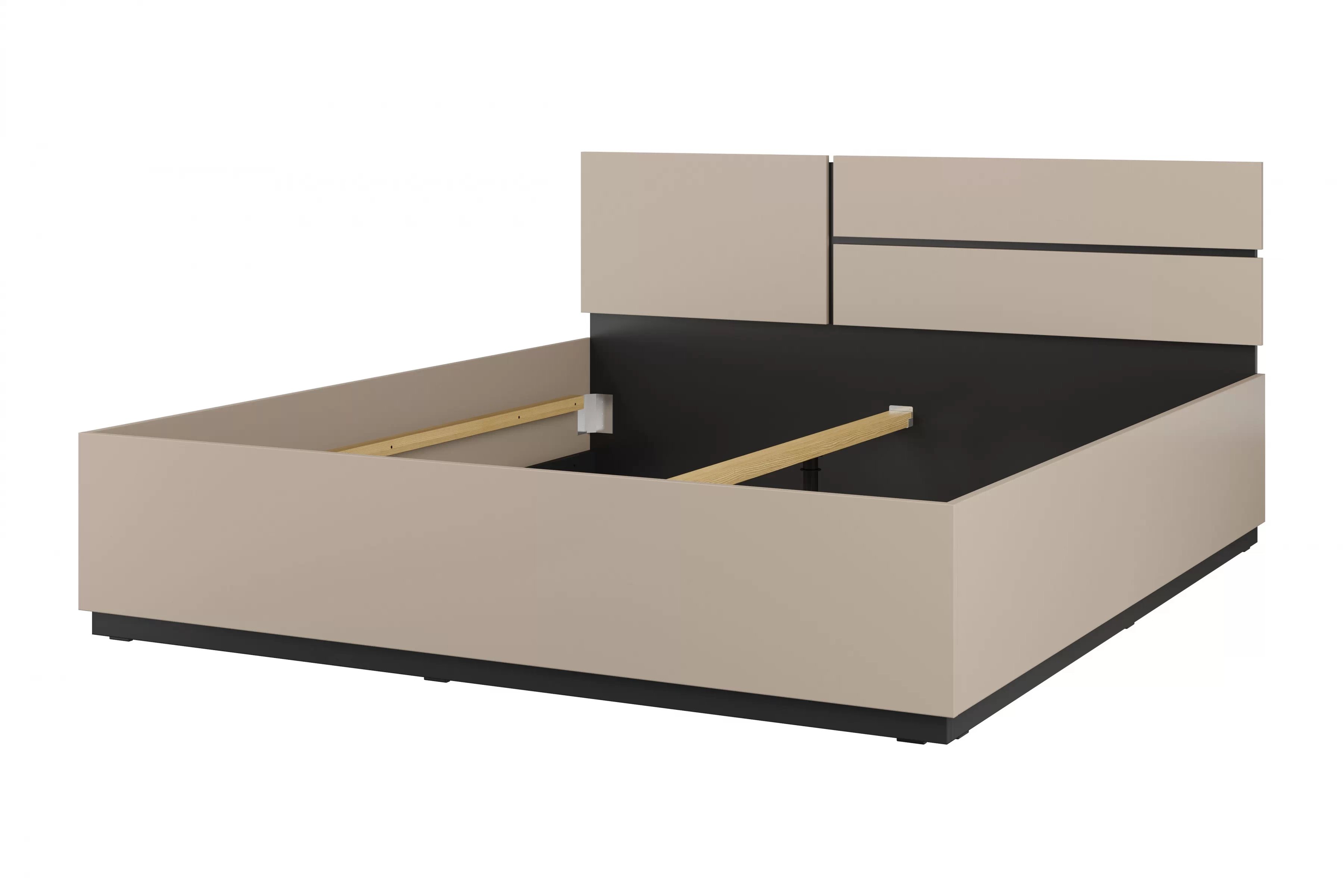 Postel Cross 160x200 cm – kašmírová / černá Postel Gramon 160x200 - kašmír / černá