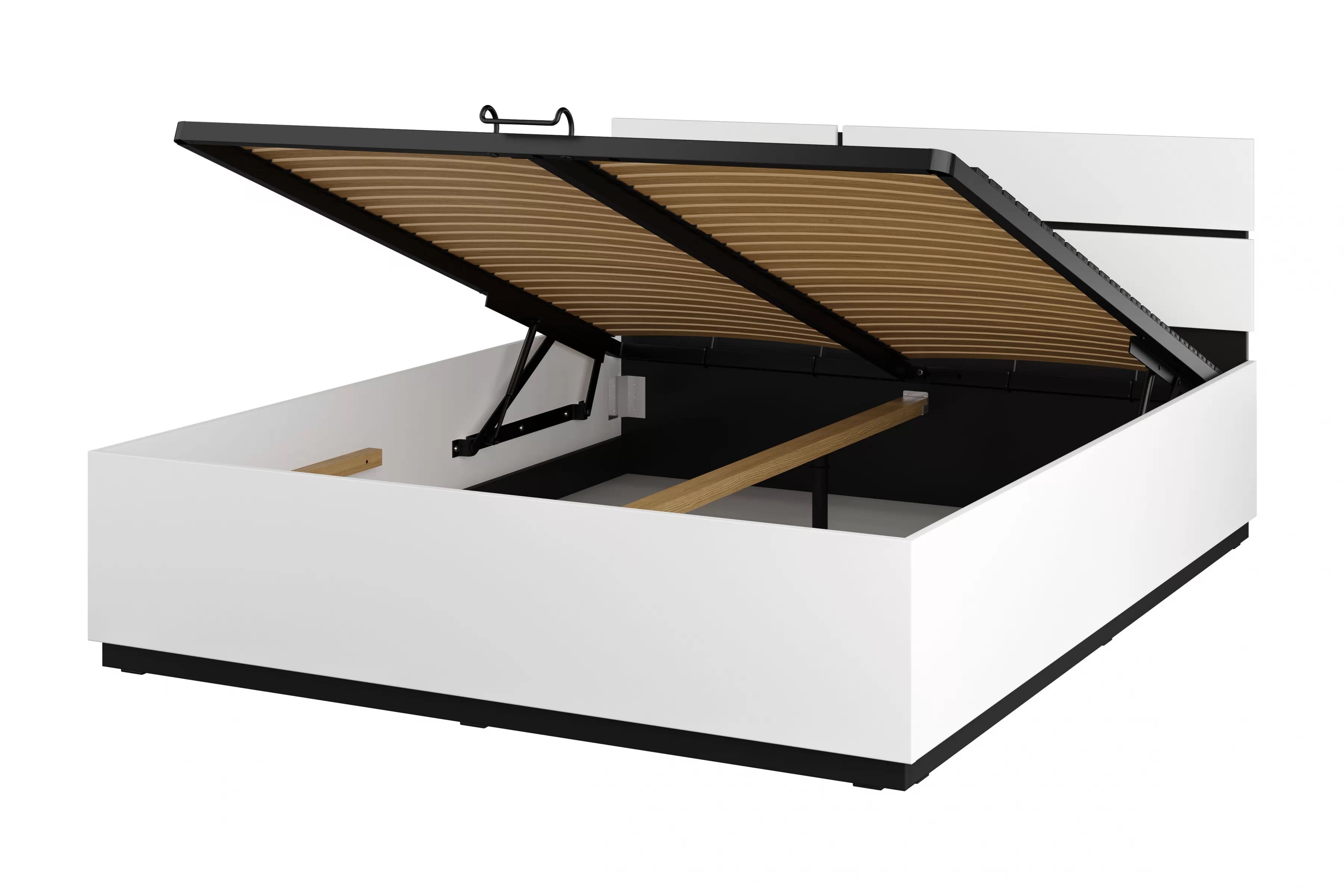Postel s úložným prostorem Cross 160x200 cm – bílá / černá Postel Gramon 160x200 s úložným prostorem- bílá / černá