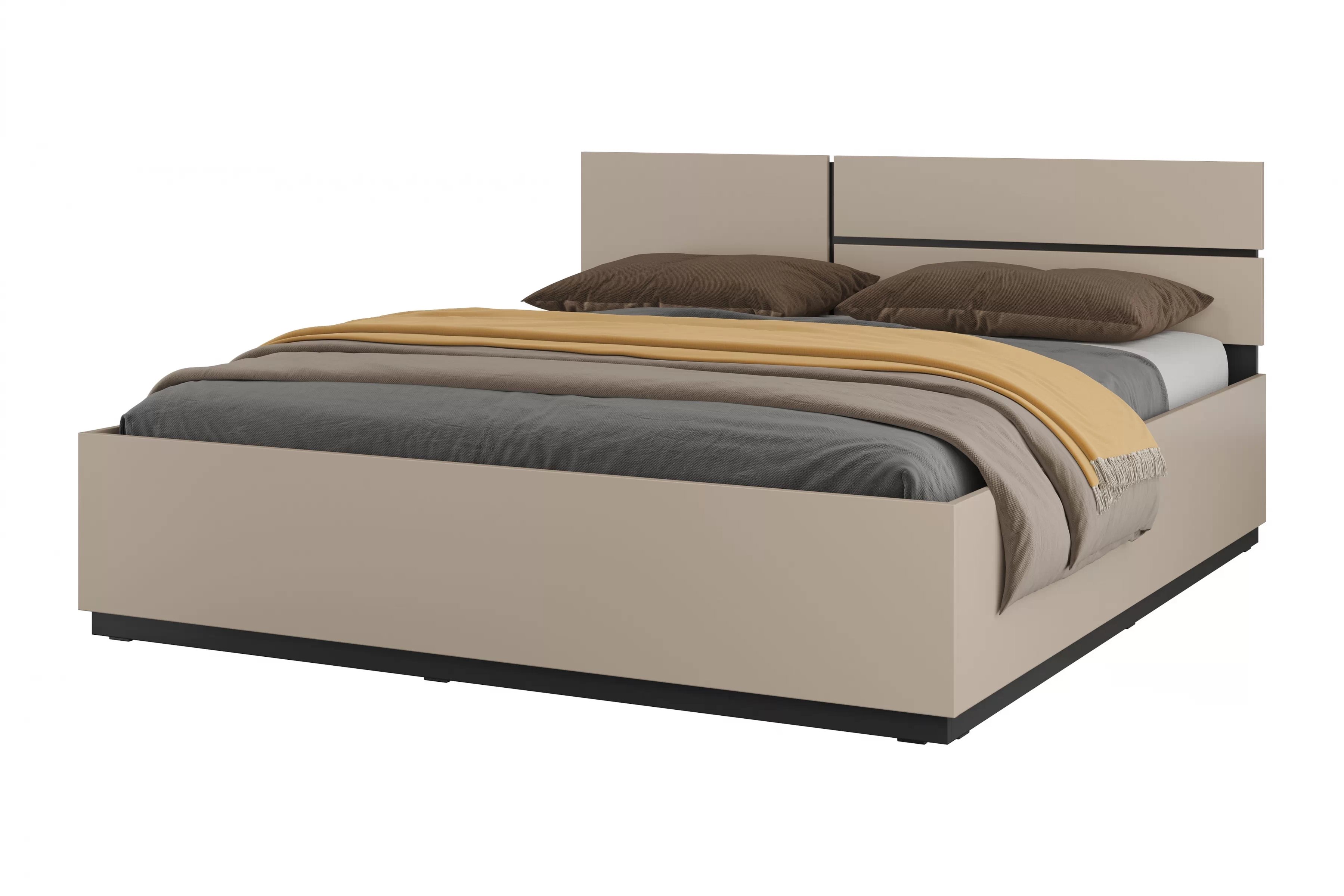 Manželská posteľ Cross - 180x200 cm - kašmírová / čierna Posteľ Gramon 180x200 - kašmír / Čierny