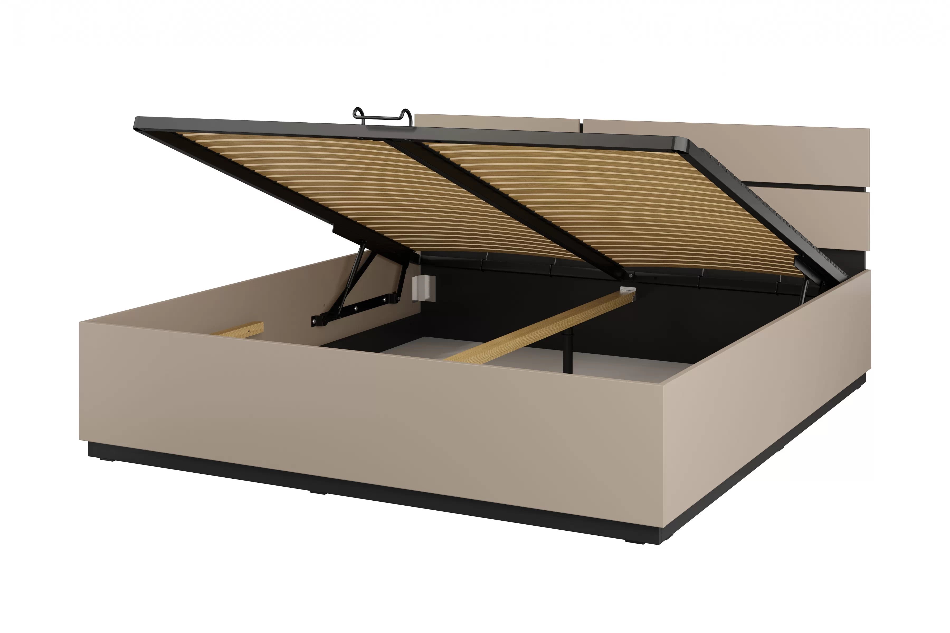 Postel s úložným prostorem Cross 180x200 cm – kašmírová / černá Postel Gramon 180x200 s úložným prostorem- kašmír / černá