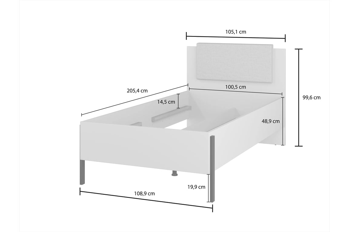 Jednolôžková posteľ Jukon 100x200 cm - kašmírová / čierne nožičky Posteľ Jukon 100 x 200 - kašmír / čierny nožičky