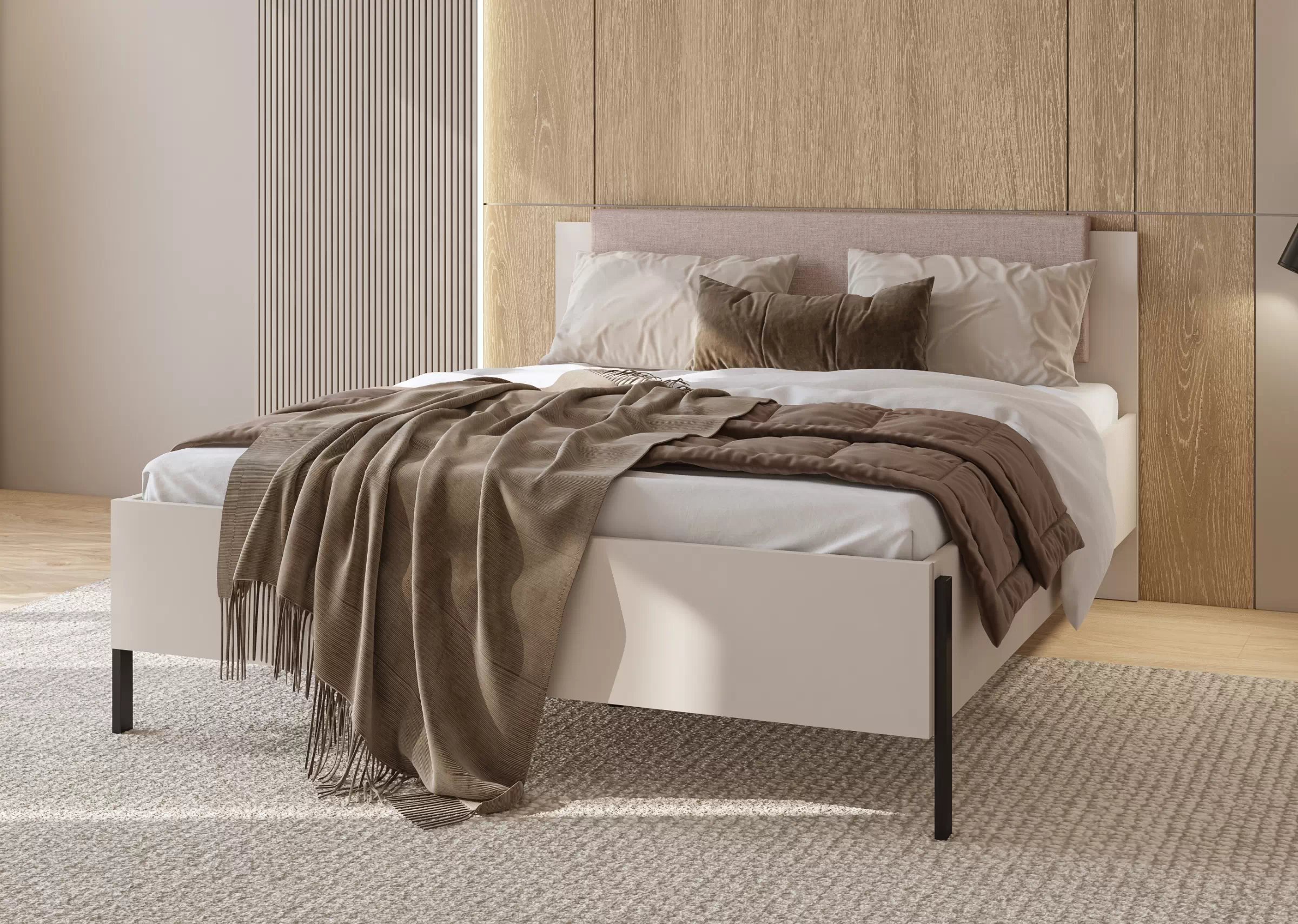 Manželská posteľ Jukon 160x200 cm - kašmírová / čierna Posteľ Jukon 160 x 200 - kašmír / čierny nožičky