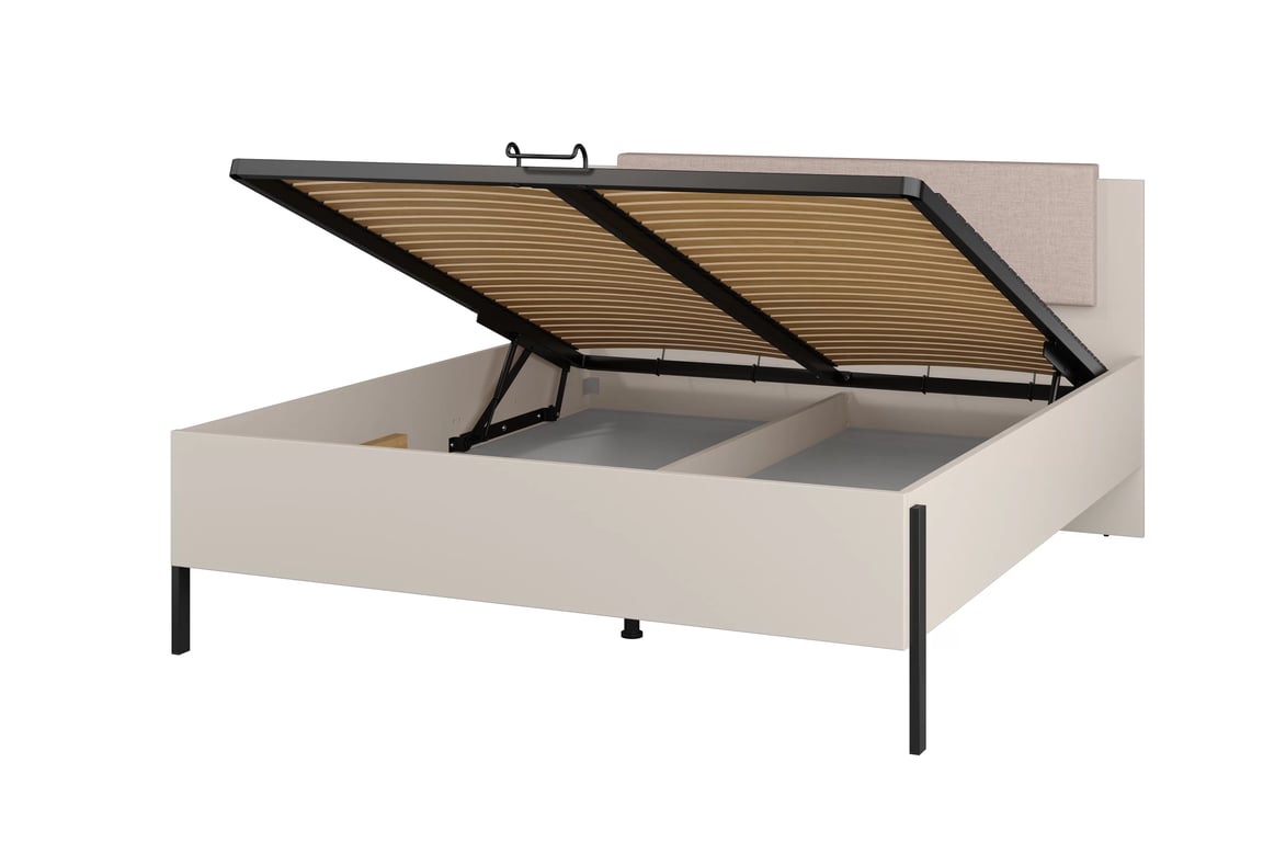 Manželská posteľ Jukon 160x200 cm s úložným priestorom - kašmírová / čierne nožičky Posteľ Jukon 160 x 200 S vnútorným úložným priestorom- kašmír / čierny nožičky