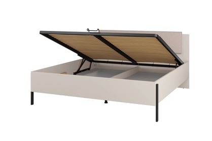 Manželská posteľ Jukon 180x200 cm s úložným priestorom - kašmírová / čierne nožičky Posteľ Jukon 180 x 200 S vnútorným úložným priestorom- kašmír / čierny nožičky