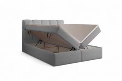 Kontinentální postel Carello 180x200 s úložným prostorem - šedá bouclé Quelle 83 Postel boxspring Carello 180x200 s úložním prostorem - šedá bukla Quelle 83