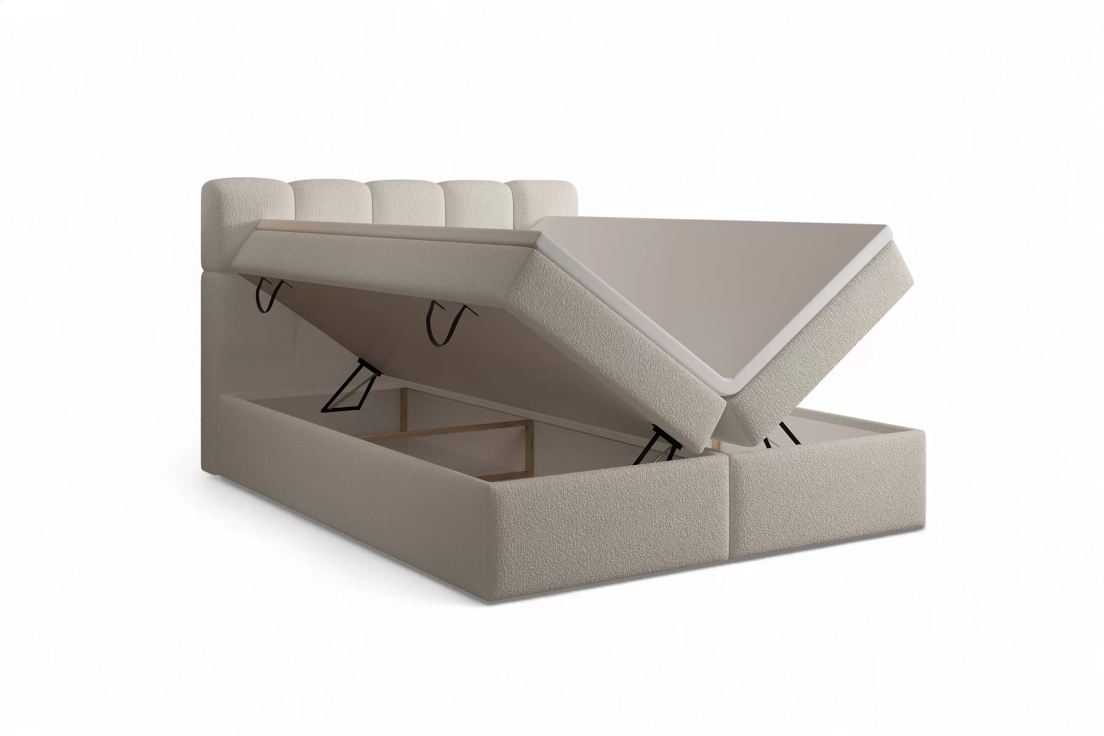Kontinentálna posteľ Carello 160x200 s úložným priestorom - béžová buklé Quelle 05 Boxspring posteľ Carello 160x200 s úložným priestorom - Béžová bukla Quelle 05 