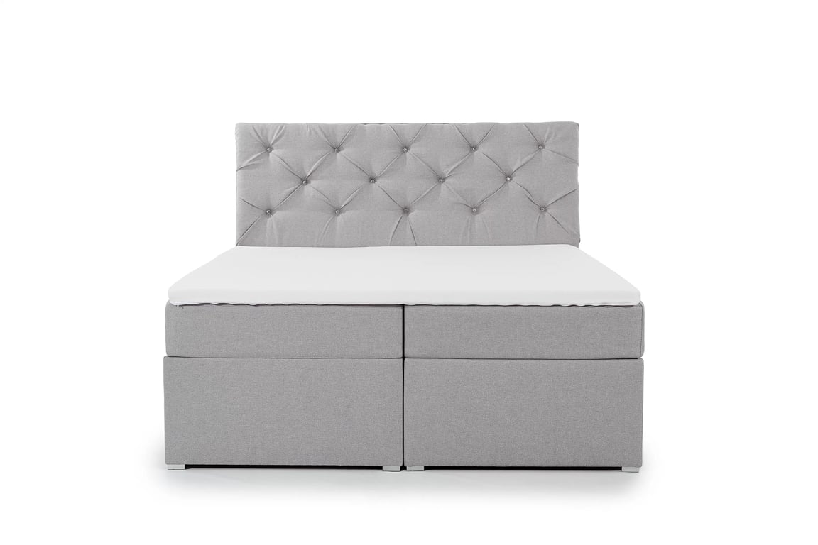 Kontinentálna posteľ Bralin 160x200 s úložným priestorom - sivá tkanina Malmo New 83 Boxspring posteľ Bralin 1600x200 s úložným priestorom - šedá plecionka Malmo New 83