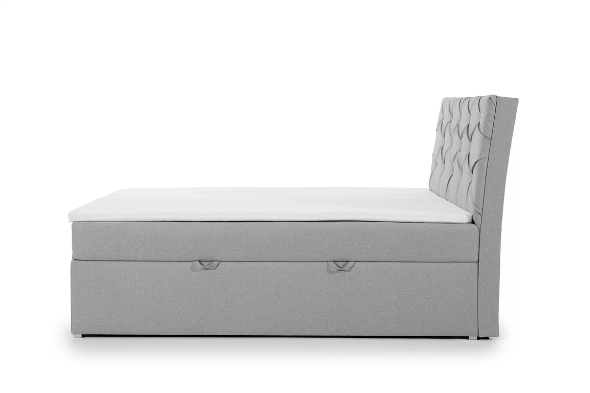 Kontinentálna posteľ Bralin 160x200 s úložným priestorom - sivá tkanina Malmo New 83 Boxspring posteľ Bralin 1600x200 s úložným priestorom - šedá plecionka Malmo New 83