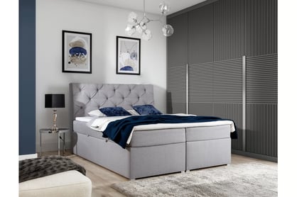 Kontinentálna posteľ Bralin 160x200 s úložným priestorom - sivá tkanina Malmo New 83 Boxspring posteľ Bralin 1600x200 s úložným priestorom - šedá plecionka Malmo New 83