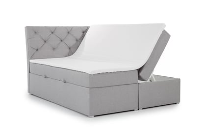 Kontinentálna posteľ Bralin 160x200 s úložným priestorom - sivá tkanina Malmo New 83 Boxspring posteľ Bralin 1600x200 s úložným priestorom - šedá plecionka Malmo New 83